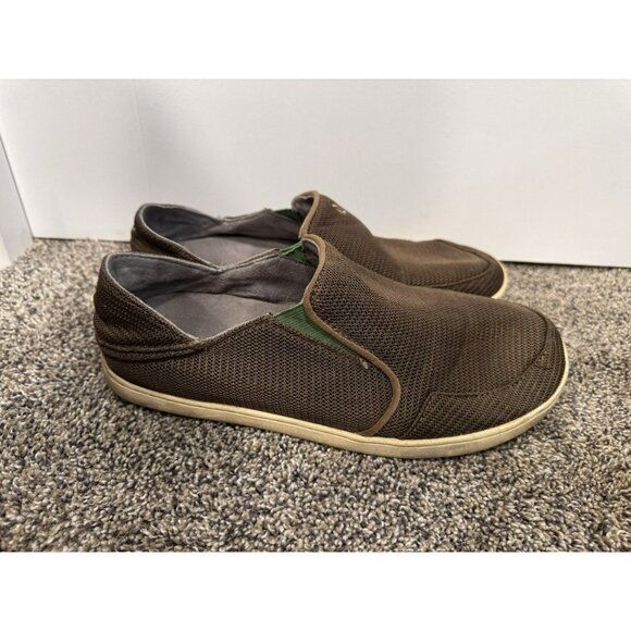 Olukai Nohea Mesh Loafers Men's Mustang/Lime Peel Casual Slip On Shoes Sz 8.5 - Picture 2 of 6